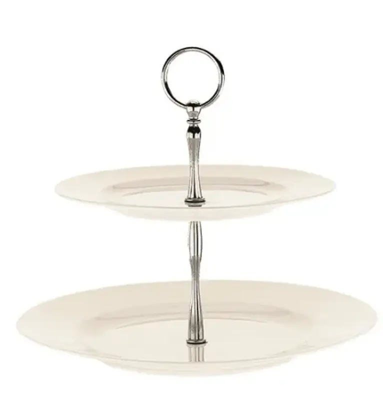 Этажерка 2-х ярусная d=25/27 см. h=24,5 см. Белый Bonna /1/6/ 