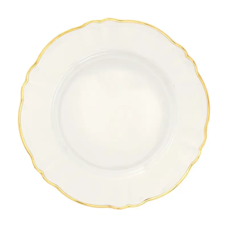 Тарелка мелкая 26 см, цвет молочный, с золотым ободком, PARISIENNE