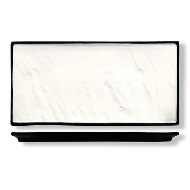 Блюдо прямоугольное 36*25,5 см Relief белое с черным бортом фарфор P.L. Proff Cuisine [1]
