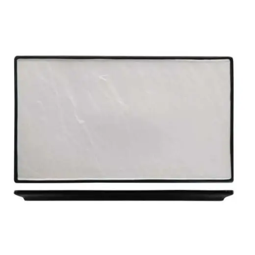 Блюдо прямоугольное 36*25,5 см Relief белое с черным бортом фарфор P.L. Proff Cuisine [1]