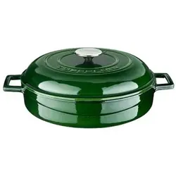 Кастрюля низкая с крышкой, 3,51 л, d 28 см, чугун, цвет зеленый