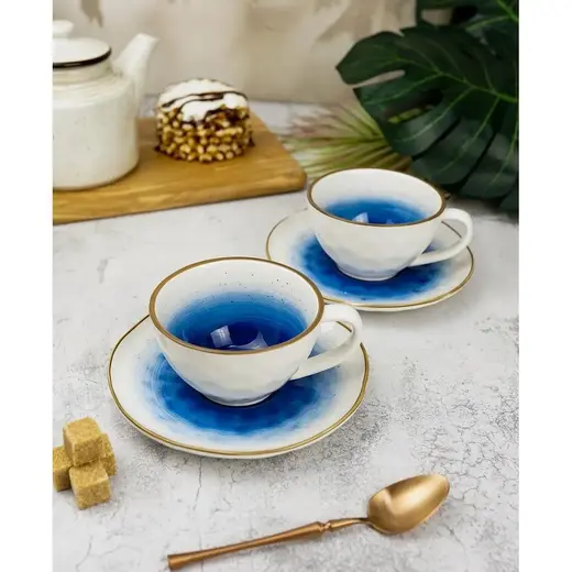 Чайная пара 240 мл d 10 см h5 см голубая фарфор "The Sun Eco" P.L. Proff Cuisine [1]