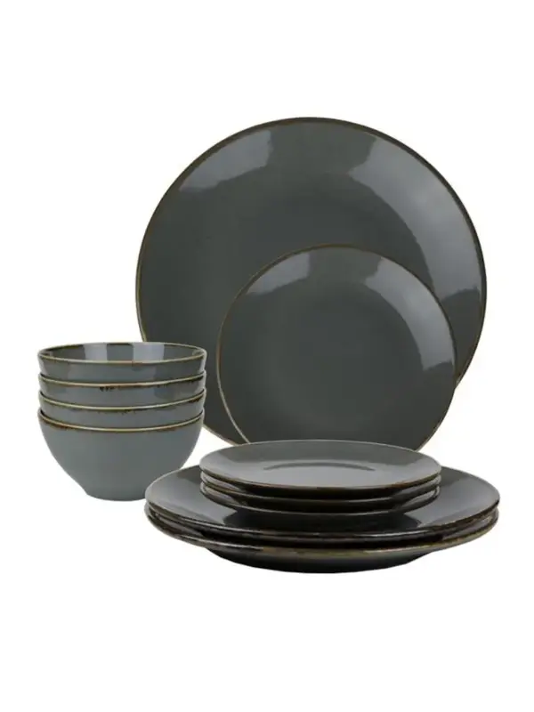 Набор из 12 предметов Porland Seasons (тарелка d 18 см – 4 шт, салатник d 16 см – 4 шт, тарелка d 26 см – 4 шт), фарфор, цвет темно-серый