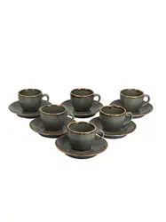 Набор кофейных пар Porland Seasons 80 мл (12 предметов), тёмно-серый