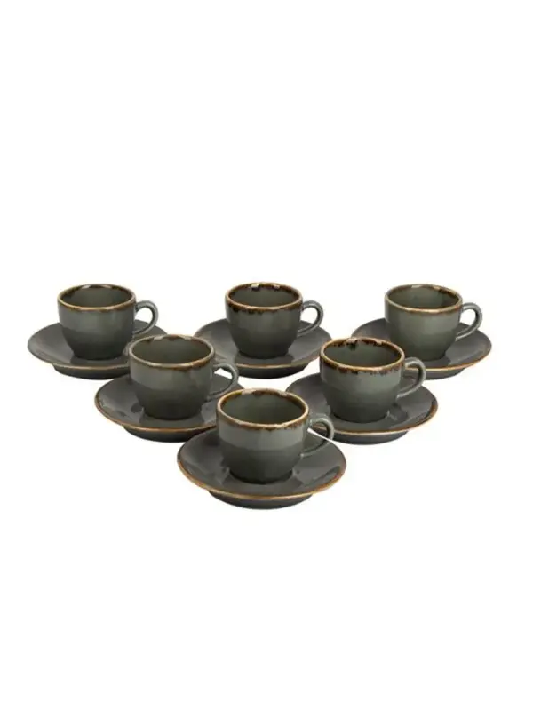Набор кофейных пар Porland Seasons 80 мл (12 предметов), тёмно-серый