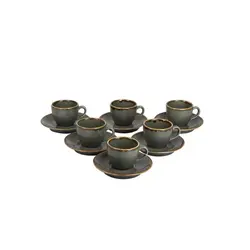 Набор кофейных пар Porland Seasons 80 мл (12 предметов), тёмно-серый