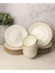 Сервиз Porland Seasons бежевый, 18 предметов, 6 персон (Тарелка 28 см - 6 шт; Тарелка 24 см - 6 шт; Миска 500 мл - 6 шт)