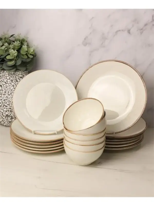 Сервиз Porland Seasons бежевый, 18 предметов, 6 персон (Тарелка 28 см - 6 шт; Тарелка 24 см - 6 шт; Миска 500 мл - 6 шт)
