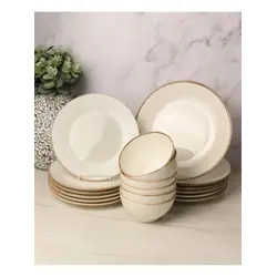 Сервиз Porland Seasons бежевый, 18 предметов, 6 персон (Тарелка 28 см - 6 шт; Тарелка 24 см - 6 шт; Миска 500 мл - 6 шт)