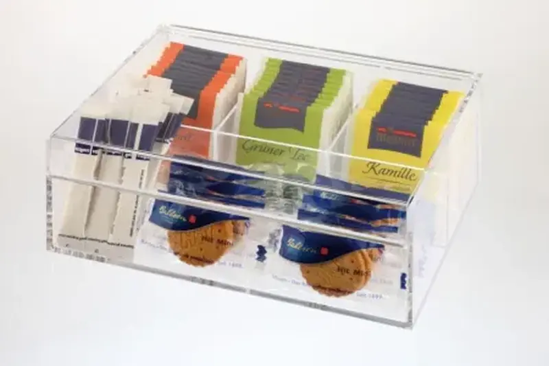 Контейнер для пакетиков чая, 4 отд., APS, пластик., прозрачная, 22 * 17 * 9 см