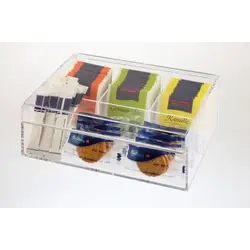 Контейнер для пакетиков чая, 4 отд., APS, пластик., прозрачная, 22 * 17 * 9 см