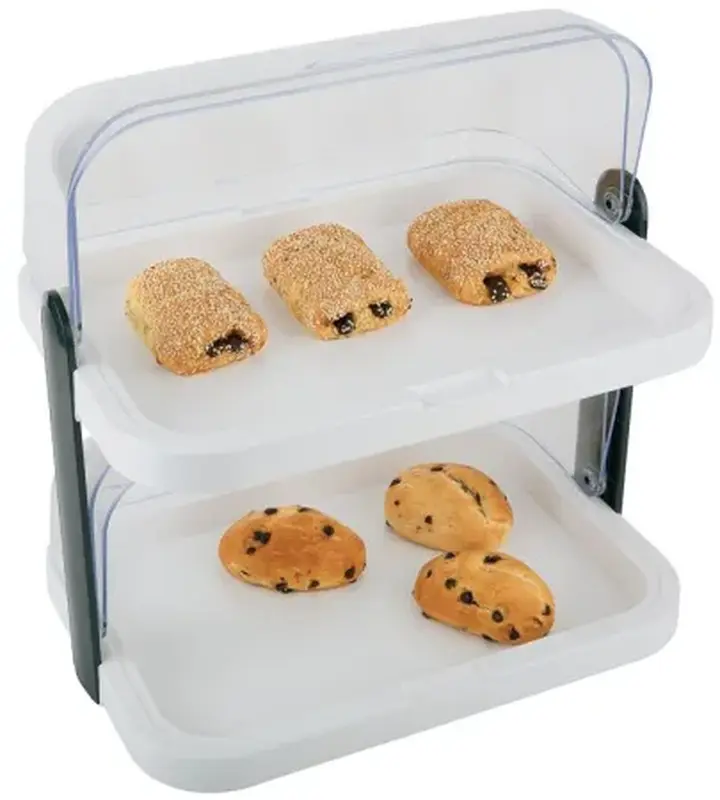 Этажерка для сервировки, 2 яруса, APS, с охлажд., с крышкой Roll-Top, белая, 44 * 32 см, h 44 см