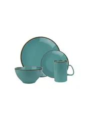 Набор из 4 предметов Porland Seasons (тарелка d 18 см, салатник d 16 см, кружка 325 мл, тарелка d 26 см), фарфор, цвет бирюзовый