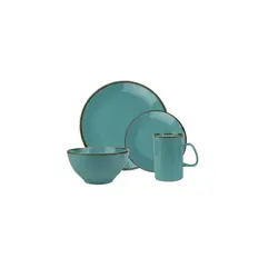 Набор из 4 предметов Porland Seasons (тарелка d 18 см, салатник d 16 см, кружка 325 мл, тарелка d 26 см), фарфор, цвет бирюзовый