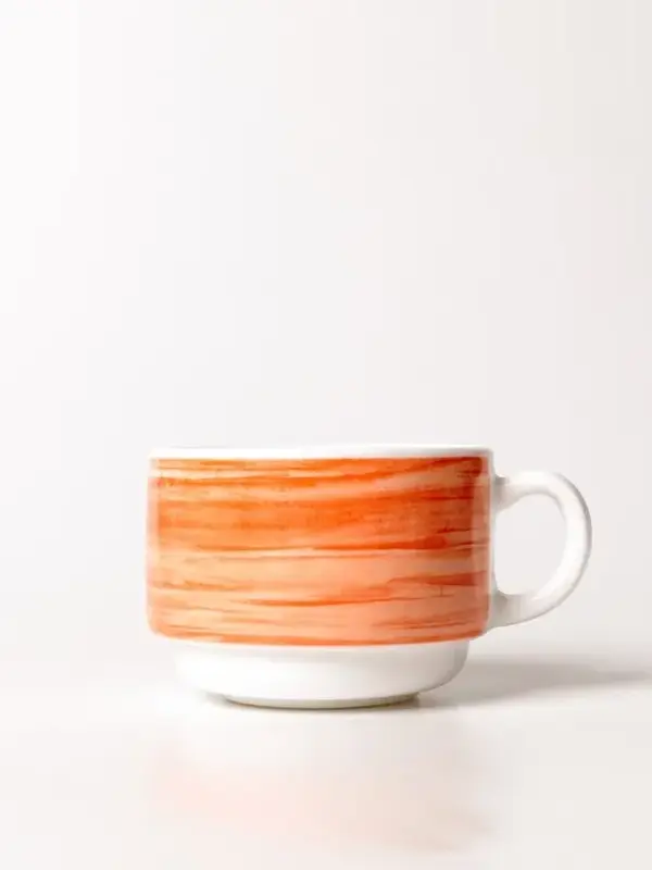 Чашка чайная, ARC International, Brush, оранж. край штабелир., (блюдце 37301), 190 мл, d 76 мм, h 57 мм