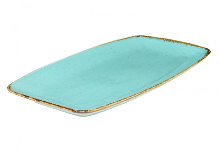 Блюдо прямоугольное с закругленными краями, Porland, Seasons Turquoise, 31х18 см