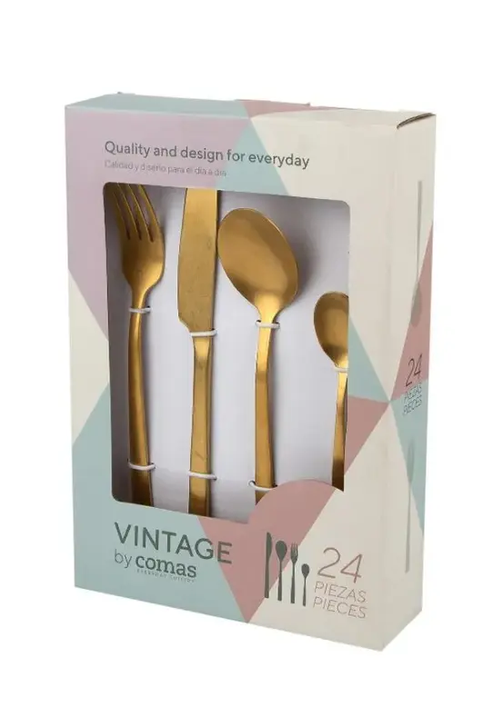 Набор столовых приборов Comas, GOLD 18% (24 шт)