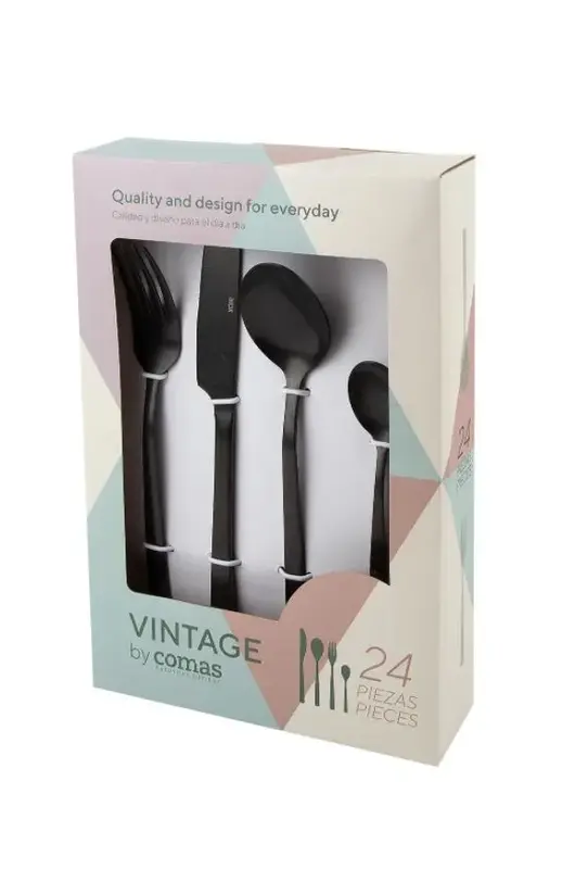 Набор столовых приборов Comas, BLACK 18% (24 шт)