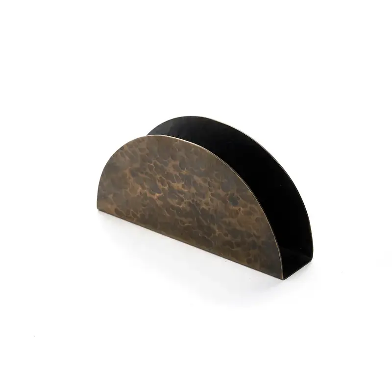 Gibco Салфетница полукруглая "Такт" латунная с чеканкой и патиной, 15х8 см