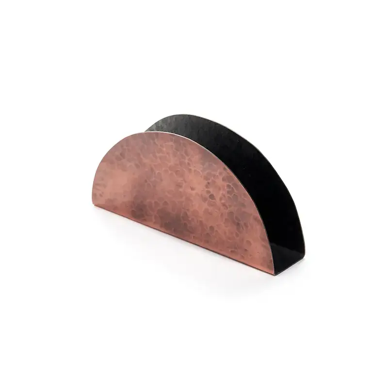 Gibco Салфетница полукруглая "Такт" медная с чеканкой и патиной, 15х8 см