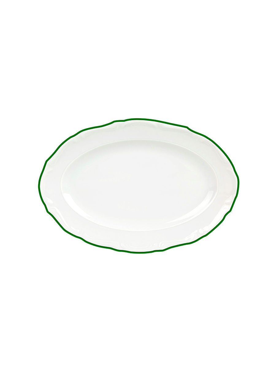 Блюдо овальное, Porland, Maria with colored kant green, 22 см