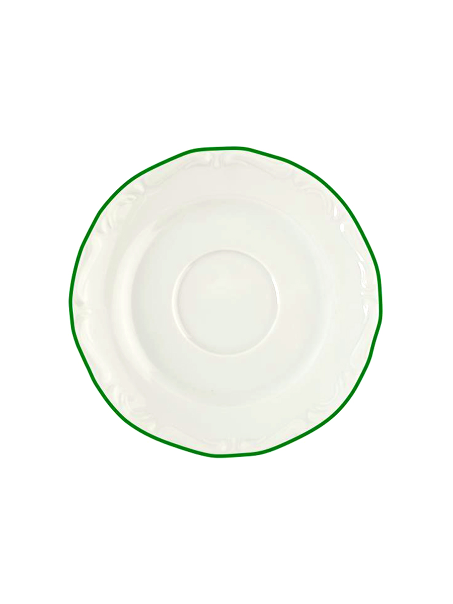Блюдце, Porland, Maria with colored kant green, 15 см