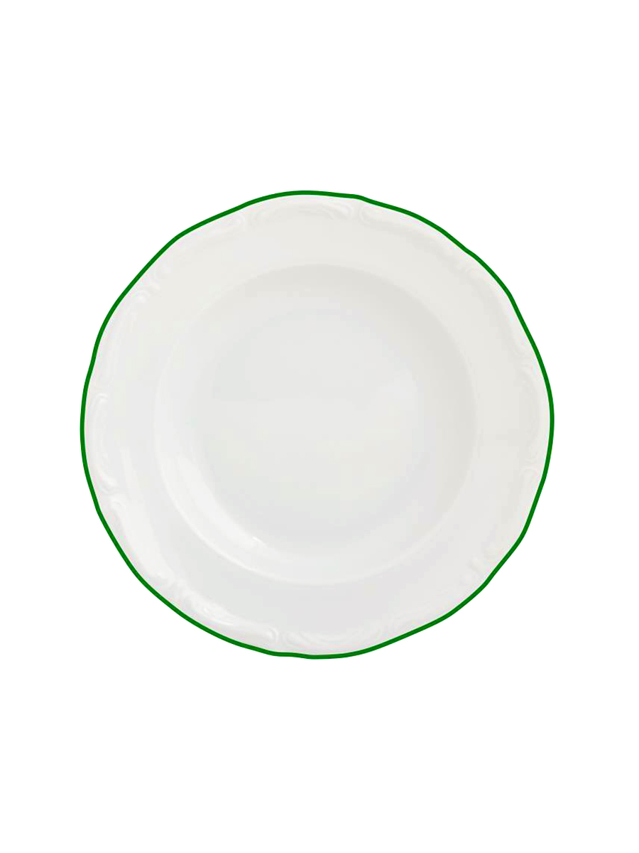 Тарелка глубокая, Porland, Maria with colored kant green, 22 см