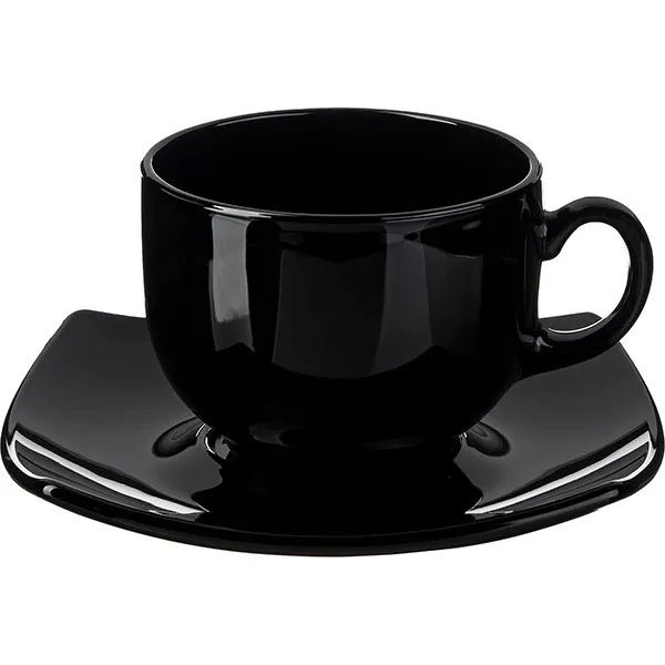 Чайная пара, Arcoroc, Quadrato Black, 13.5 х 37 см, 160 мл