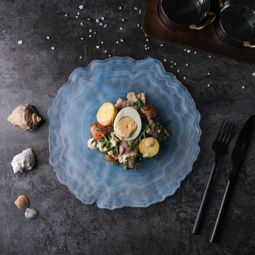 Тарелка P.L. Proff Cuisine Blue Sunset матовое стекло d 24 см h2 см