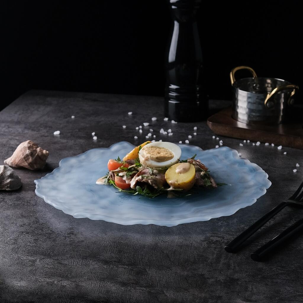 Тарелка P.L. Proff Cuisine Blue Sunset матовое стекло d 24 см h2 см