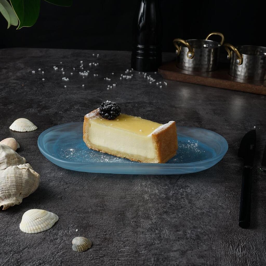 Блюдо овальное P.L. Proff Cuisine Blue Sunset матовое стекло 21*11,5*2 см
