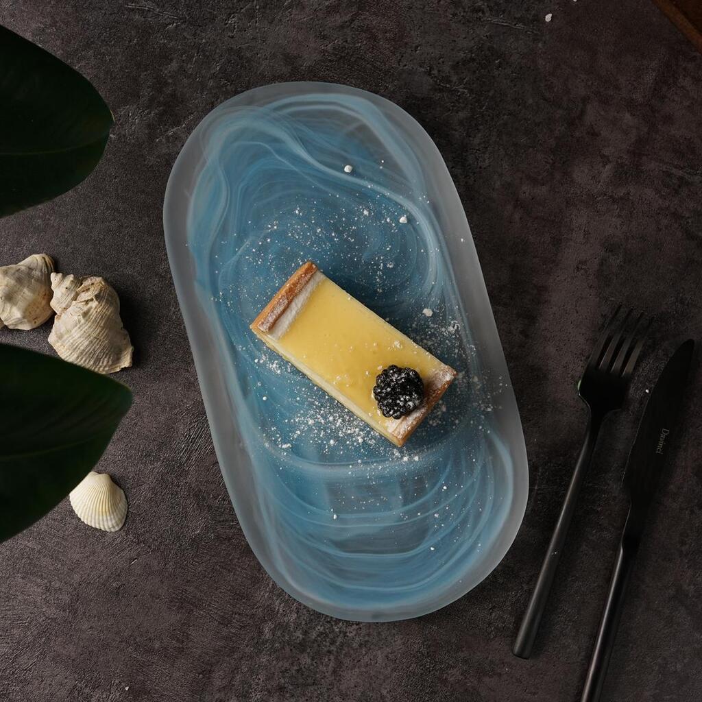 Блюдо овальное P.L. Proff Cuisine Blue Sunset матовое стекло 28*15*2 см