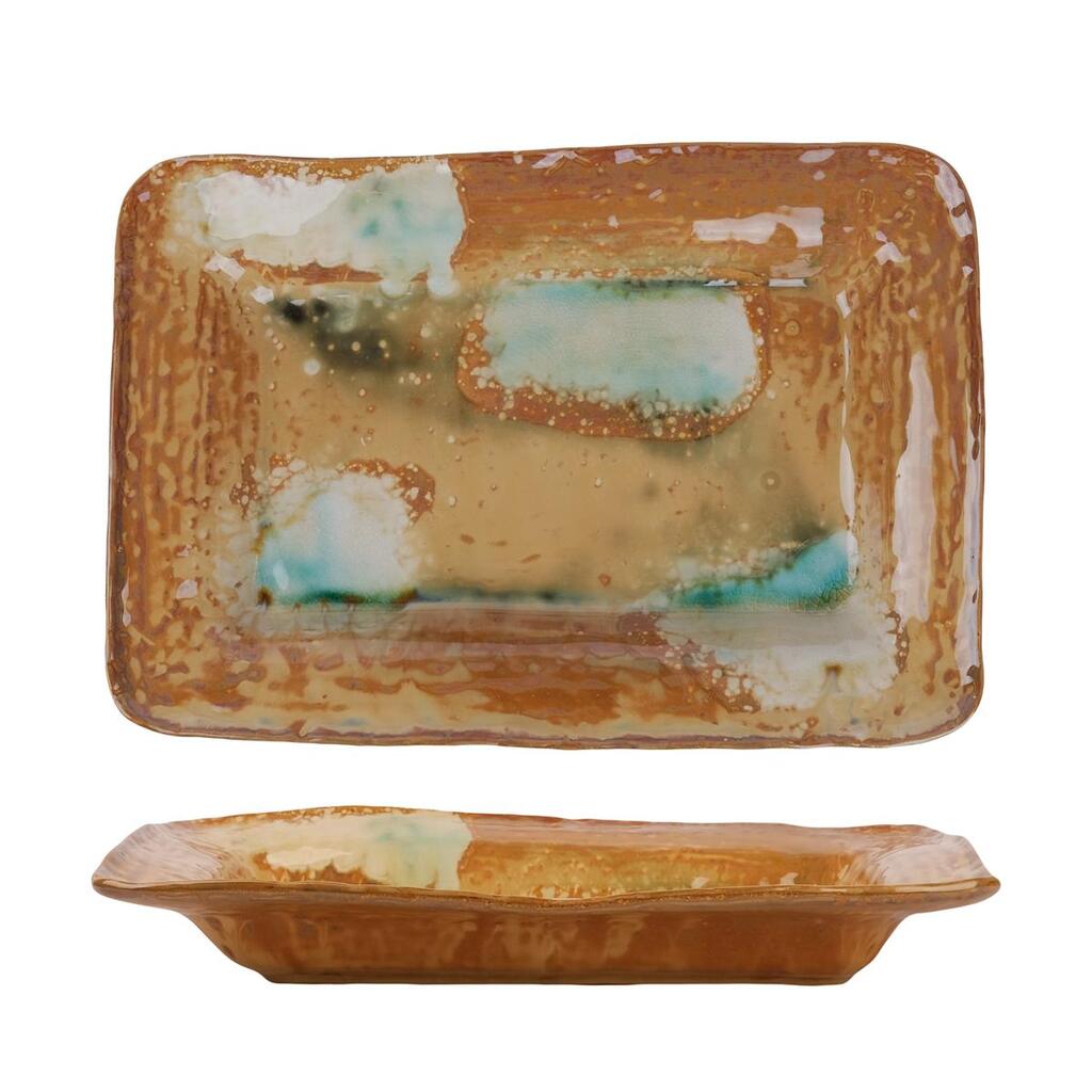 Блюдо прямоугольное P.L. Proff Cuisine Light Brown Spots Sea Wave Frutti di Mare 31*21,5 см h4,8 см 600 мл