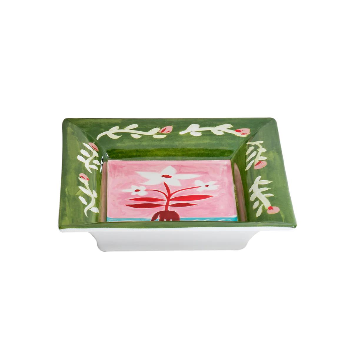 Блюдо прямоугольное, Bitossi, Con Amore, Fiori bianchi 20,5x17 см