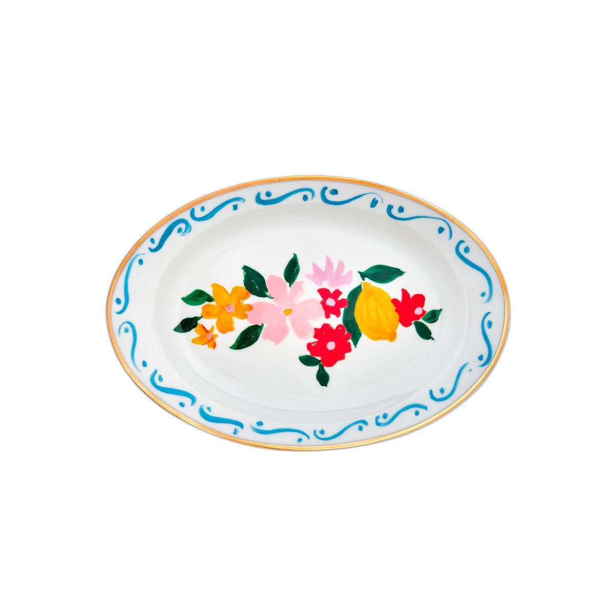Блюдо овальное, Bitossi, Con Amore, Fiori e limoni, 19,5x13 см