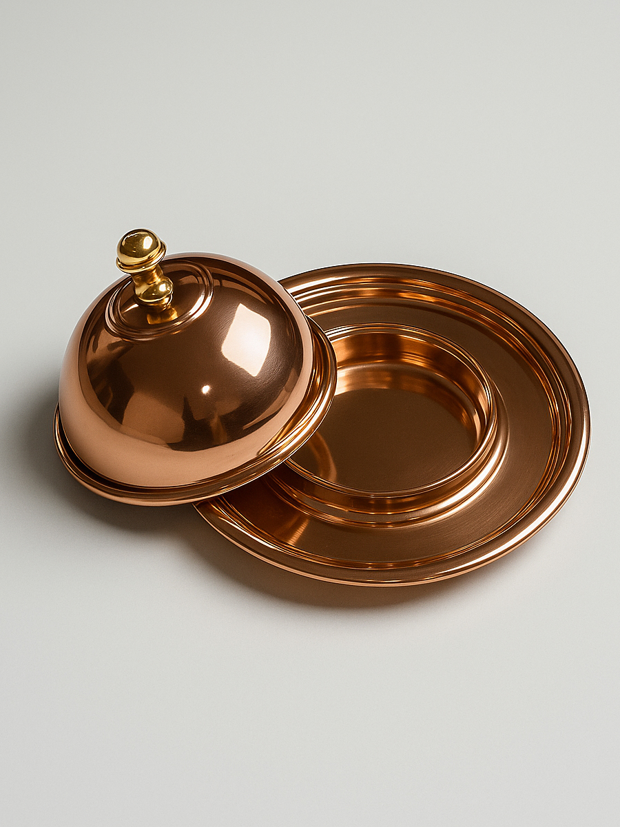 Gibco Икорница с крышкой "Купер Плюс", медная, полированная, 12х7,5 см