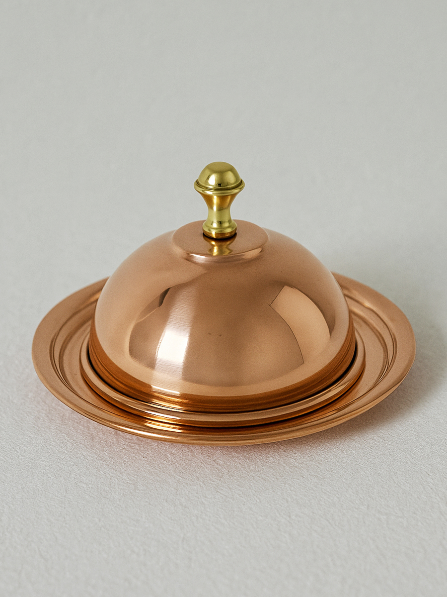 Gibco Икорница с крышкой "Купер Плюс", медная, полированная, 12х7,5 см