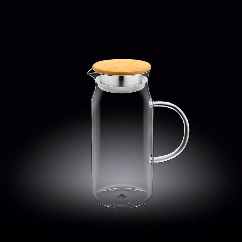 Кувшин с крышкой, бамбук + сетка нерж, ThermoGlass, Wilmax, 1 л.