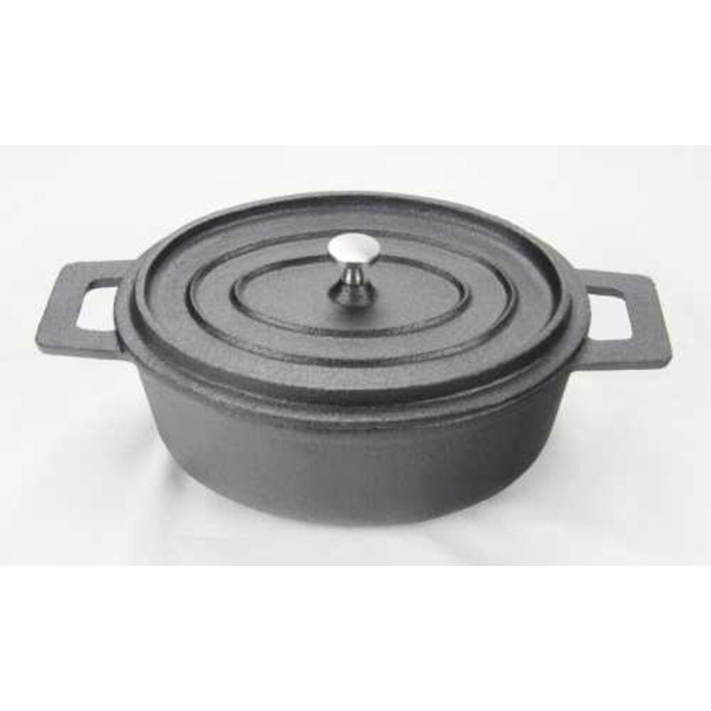 Кастрюля для подачи 18*14 см овальная с крышкой чугун. P.L. Proff Cuisine