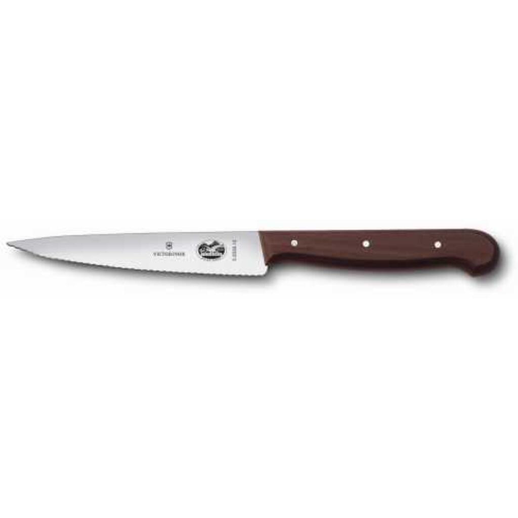 Нож для нарезки 12 см волнистое лезвие ручка розовое дерево Victorinox Rosewood