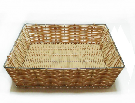 Корзина для хлеба, APS, прямоуг., бежевая, полиротанг, 32.5 * 26.5 * 8 см