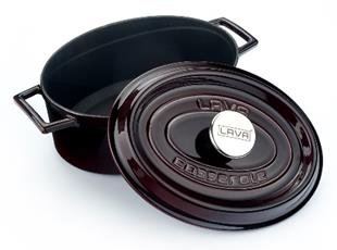 Кастрюля с чугунной крышкой овальная 3,91 л, внутр. размер 27x20 см h 10,3 см, внеш. размер 34x21x12 см, чугун, цвет «баклажановая майолика»