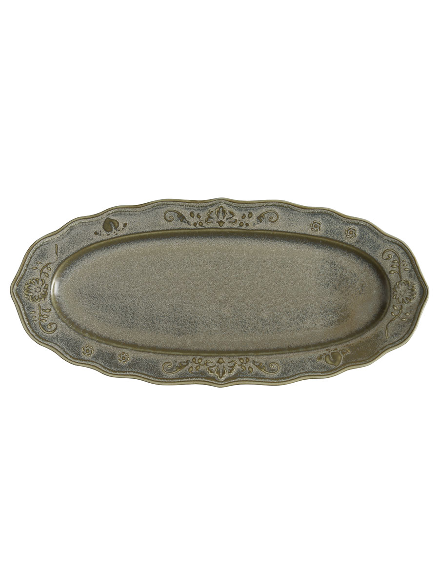 Блюдо овальное волнистый край, Bonna, Ardena, зеленое, 36 x 16.5 см